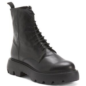 ANTICA CUOIERIA Made In Italy Leather Laced Up Booties